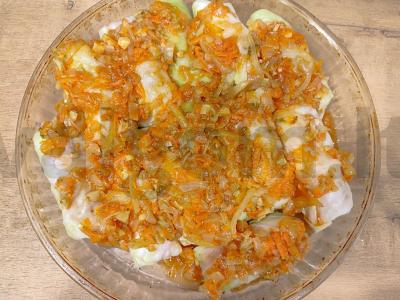 Kopūstų su faršu ir ryžiais receptas Žingsnis 13