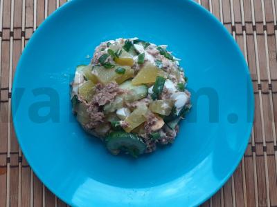 Salotos su tunu, agurku, kiaušiniu ir bulvėmis Žingsnis 5