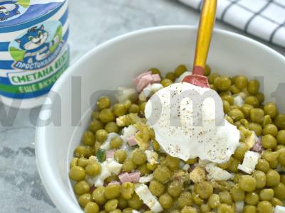 Olivje salotas su šviežiu agurku ir grietine Žingsnis 6