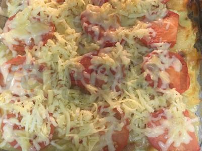 Bulvių apkepas su pomidorais ir sūriu Žingsnis 9