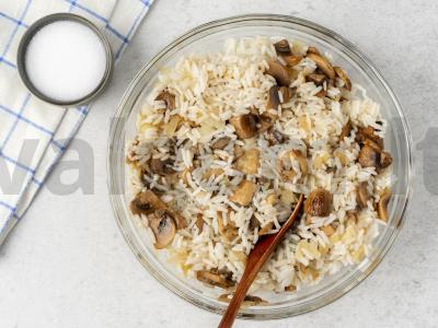 Pyragas su ryžiais ir grybais Žingsnis 5