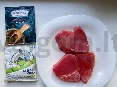 Tuno steikas su sėklų panade Žingsnis 1