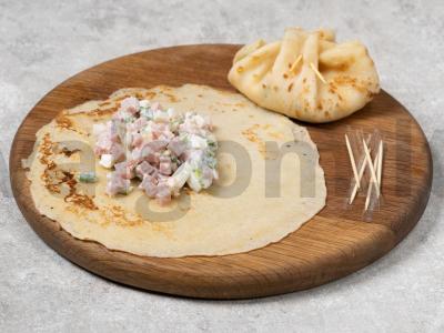 Blynai su kumpiu ir žaliu svogūnu Žingsnis 8