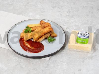 Traškūs bulvių pagaliukai su sūriu ir pomidorų padažu pagrindine nuotrauka