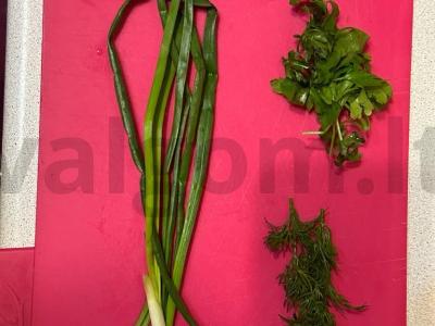 Keptas bulves su kumpiu ir šviežiais žalumynais per 10 minučių ghee aliejuje Žingsnis 4