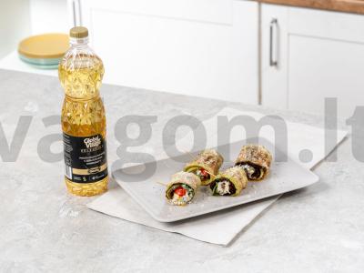 Cukinijų ir baklažanų ritinėliai su rikota ir džiovintais pomidorais pagrindine nuotrauka