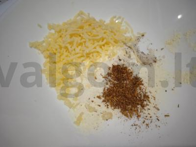 Dešra sūrio tešloje su itališkais prieskoniais ir tempura miltais Žingsnis 1