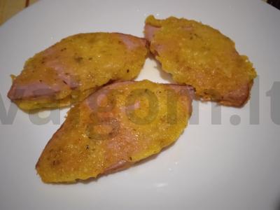 Dešra sūrio tešloje su itališkais prieskoniais ir tempura miltais Žingsnis 5