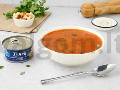 Paprastas „trijų skardinių“ sriuba pagrindine nuotrauka