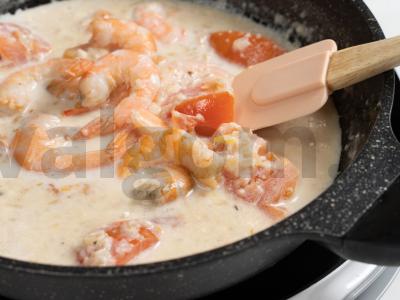 Grietinėlės makaronai su krevetėmis Žingsnis 4