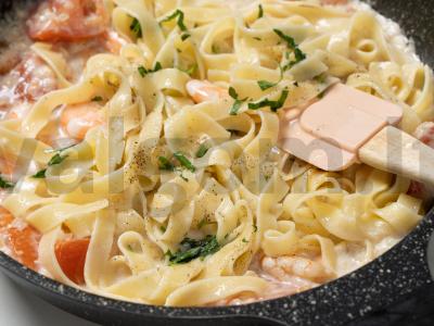 Grietinėlės makaronai su krevetėmis Žingsnis 5