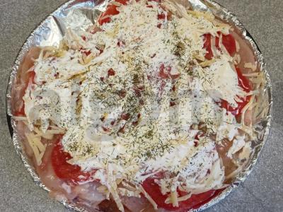 Vištienos krūtinėlė, kepta po sūriu ir džiovintu krapu Žingsnis 6