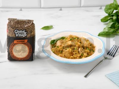 Kvinoja su vištiena ir morkomis pagrindine nuotrauka