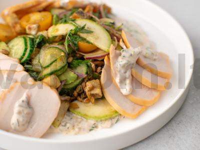 Žalias salotas su vištiena ir tartaro padažu Žingsnis 10