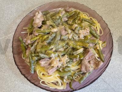 Vištienos širdelės su žirneliais ir makaronų garnyru Žingsnis 10