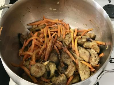 Makaronai su baklažanais Žingsnis 3