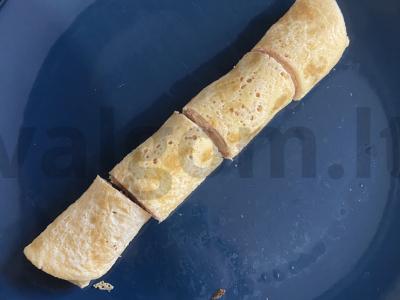 Kiaušinių ritinėliai su mėsos paštetu ir sūriu Žingsnis 6