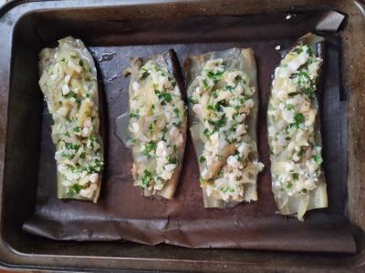 PP baklažanai su varške, sūriu ir česnaku orkaitėje Žingsnis 5