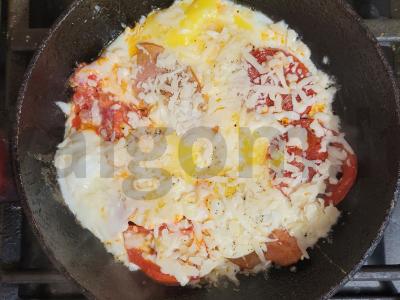 Sultingas kiaušinienė su kumpiu ir pomidoru Žingsnis 4