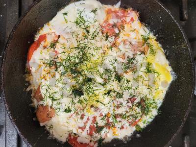 Sultingas kiaušinienė su kumpiu ir pomidoru Žingsnis 5