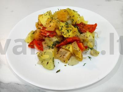 Moliūgas, keptas orkaitėje su kitomis daržovėmis pagrindine nuotrauka