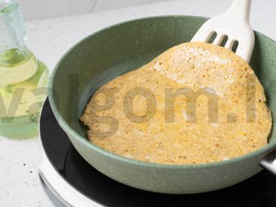 Avižų blynas su kumpiu ir pomidorais Žingsnis 4