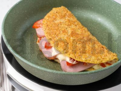 Avižų blynas su kumpiu ir pomidorais Žingsnis 6