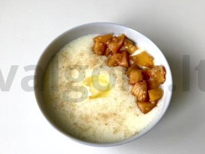 Manų košė su pienu ir tirpintu sviestu pagrindine nuotrauka