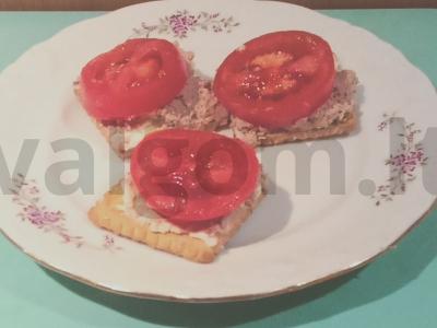 Užkandis su paštetu ir lydytu sūriu Žingsnis 3