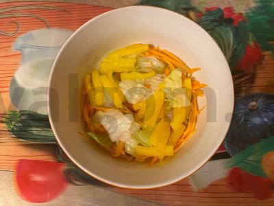 Salotas „Švec“ su vištiena, daržovėmis ir traškučiais Žingsnis 3