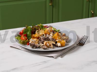 Moliūgas su vištienos kepenėlėmis pagrindine nuotrauka