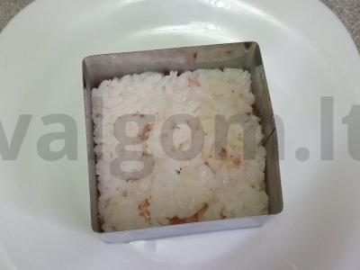 Lašišos ir ryžių salotos su sūrio padažu Žingsnis 3