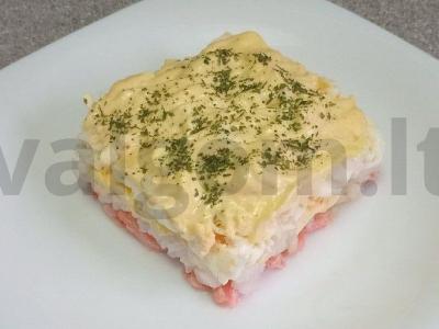 Lašišos ir ryžių salotos su sūrio padažu pagrindine nuotrauka