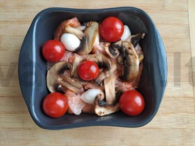 Kepta upėtakis su daržovėmis ir mocarela Žingsnis 4