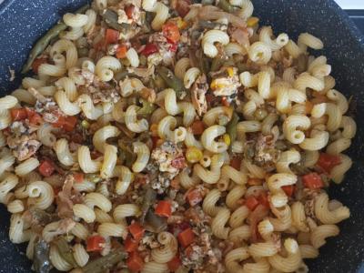 Makaronai su daržovėmis meksikietiškai Žingsnis 7