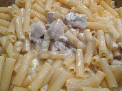 Skani vištienos ir šoninės makaronų patiekalas grietinėlės padaže Žingsnis 5