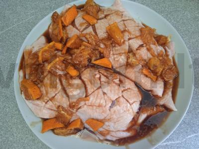 Anties krūtinėlė, marinuota sojų padaže su apelsinais ant grilio Žingsnis 4