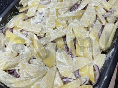 Bulvių apkepas su faršu „Sotūs vakarienė“ Žingsnis 5