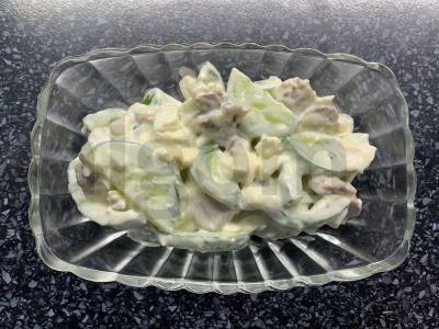 Agurkų, pievagrybių ir kiaušinių salotas Žingsnis 6