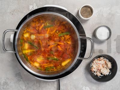 Krabų sriuba su kukurūzais ir žaliais žirneliais Žingsnis 5