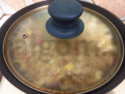 Makaronai su keptu šonine ir obuoliu keptuvėje Žingsnis 4