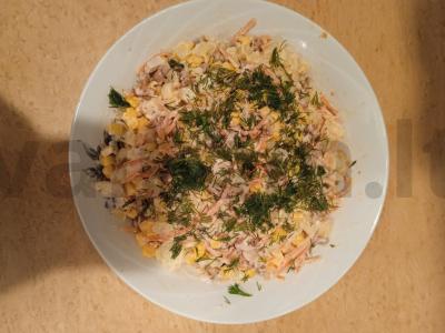 Vištienos ir marinuotų grybų salotas Žingsnis 5