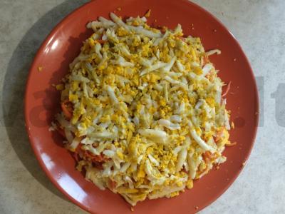 Lengvas salotas iš vištienos filė ir korėjietiškų morkų Žingsnis 6