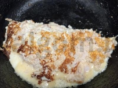 Avižų blynas su rūkytomis vištienos krūtinėlėmis ir sūriu Žingsnis 7