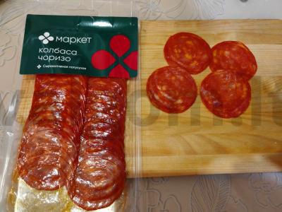 Skrebučiai su chorizo dešra ir sūriu Žingsnis 8