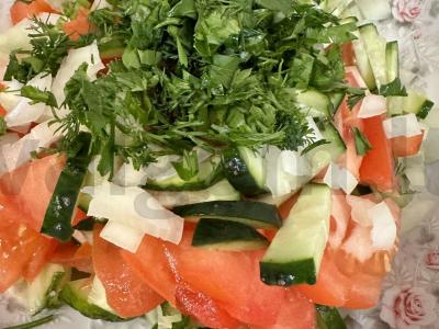 Salotas su rūkytomis mėsos „Objedinėjimas“ Žingsnis 6