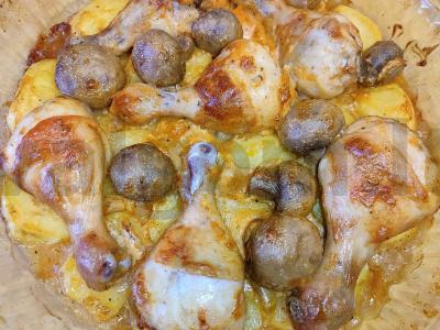 Vištienos blauzdelės su bulvėmis ir grybais orkaitėje Žingsnis 13