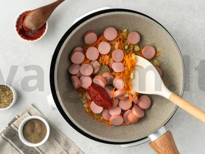 Pupelių sriuba su dešrelėmis Žingsnis 5