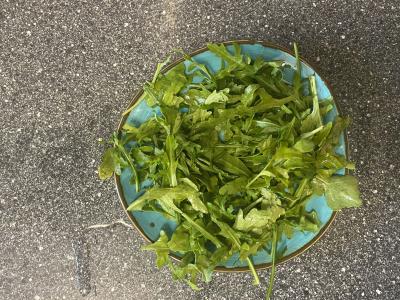 Salotos su rukola ir sūriu pusryčiams Žingsnis 1