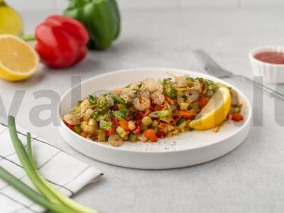 Citrininiai česnakiniai krevetės su daržovėmis pagrindine nuotrauka